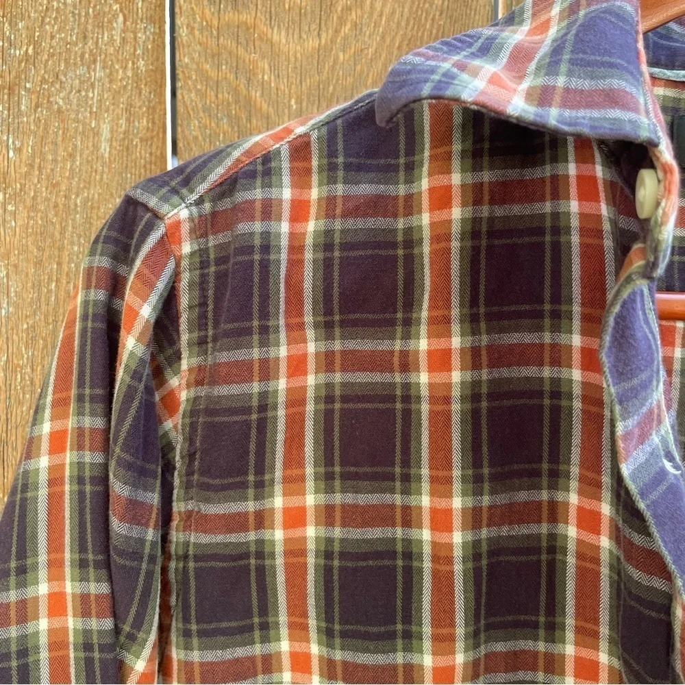BANANA REPUBLIC Men's Navy Plaid Long Sleeve Button Down Shirt Size Medium